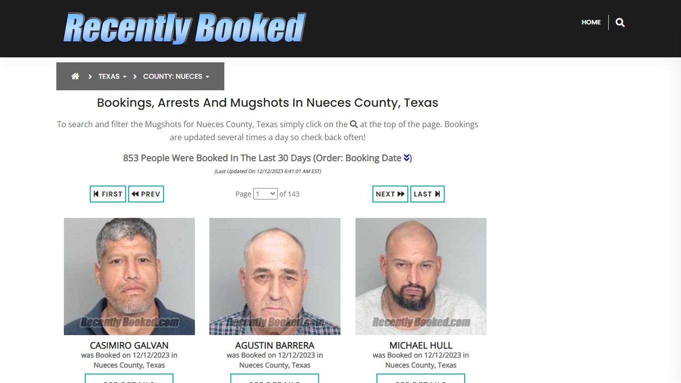 Recent bookings, Arrests, Mugshots in Nueces County, Texas